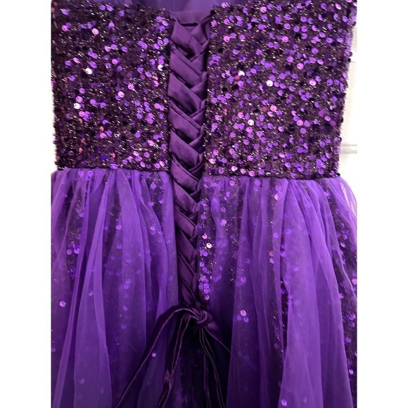 Purple Sequin Sparkle Mini Party Prom Dance Dress Corset Back - Picture 3 of 3